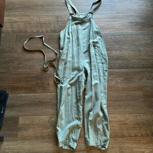 Target Universal Thread army green relaxed fit cotton overalls